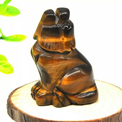 10pcs Natural Tiger's Eye Stone Wolves Quartz Crystal Carved Wolf Rock