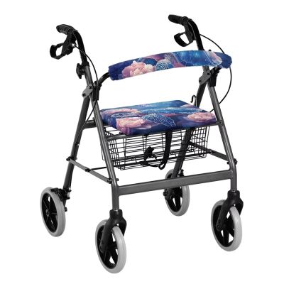 LVEWYB Sea Turtle Flower Rollator Walker Seat Cover Comfortable Cover Accessories for Elderly Walkers Adjustable Soft Rollator Seat Cover for Seniors