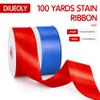 100 Yards Red and Blue Solid Satin Ribbon Set, Wide Graduation Ribbon for Lei Making, Flower Bouquet Accessories, Gift Wrapping, Money Bouquet Kit view 2