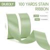 100 Yards 1-1/2 Inch Sage Green Ribbon, Solid Satin Gift Warpping Ribbon for Floral Bouquets Weeding Birthday Party Invitation Bow Decoration Christmas view 2