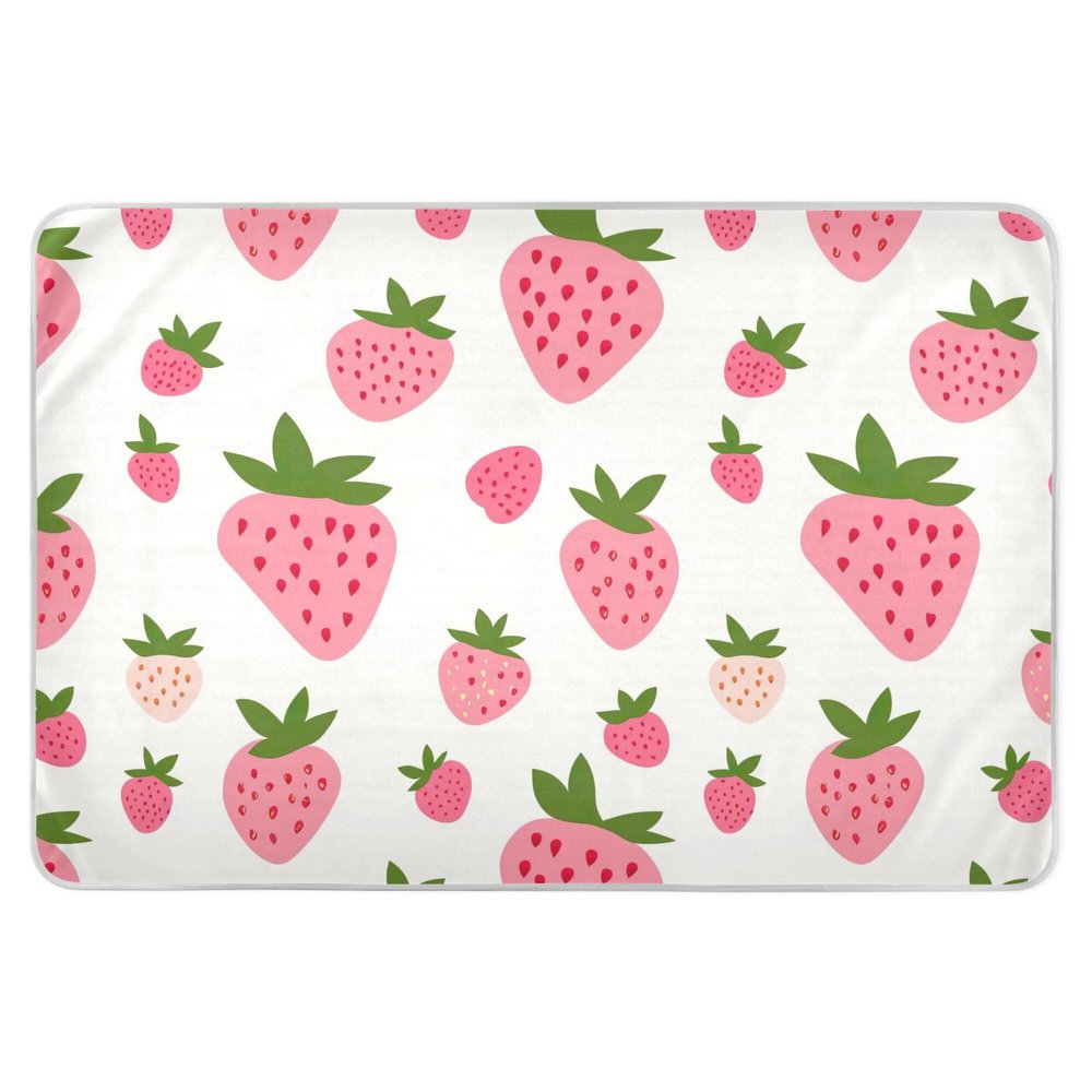 SEHANY Cute Pink Strawberry Washable Bed Pads for Kids Toddlers, Waterproof Incontinence Bed Pads Reusable Underpads Mattress Protector Pee Pads for Adults Kids Seniors Dog , 34" x 52"