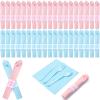Lasnten 200 Pcs Pre-rolled Gender Reveal Cutlery Set with Napkin, Plastic Silverware Disposable for Baby Shower, Birthday, Boy or Girl Reveal Party, Pre Wrapped Utensil Tableware (Light Pink and Blue) view 1