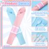 Lasnten 200 Pcs Pre-rolled Gender Reveal Cutlery Set with Napkin, Plastic Silverware Disposable for Baby Shower, Birthday, Boy or Girl Reveal Party, Pre Wrapped Utensil Tableware (Light Pink and Blue) view 4