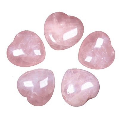 HSDXBA 5 Packs Healing Crystal Polished Cute Heart Love Pocket Stone Natural Rose Quartz Carved Palm Worry Stone Chakra Reiki Balancing Feng Shui Decor,3cm/1.2" L