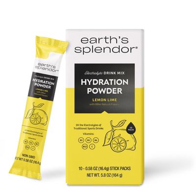 Earth's Splendor Electrolytes Powder Packets Lemon Lime Hydration Drink Mix Sticks with Essential Vitamins for Energy & Sports Performance | Travel-Friendly Single-Serve Packets for Daily Use 10 Pack