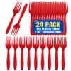 1InTheHome Red Plastic Forks, Heavy Duty Plastic Forks, 7 1/8 Inches, Disposable, 24 Pack view 1
