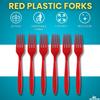 1InTheHome Red Plastic Forks, Heavy Duty Plastic Forks, 7 1/8 Inches, Disposable, 24 Pack view 2
