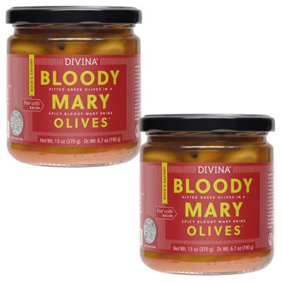 DIVINA Bloody Mary Pitted Greek Olives, 13 oz (2 Pack)