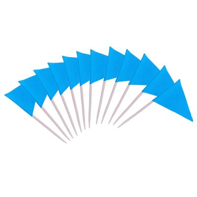 100 Pcs Solid Blank Triangle Toothpick Flag, Mini Blank Toothpick Flag Cupcake Toppers, DIY Decoration Markers (Blue)