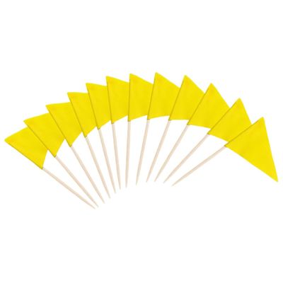 100 Pcs Solid Blank Triangle Toothpick Flag, Mini Blank Toothpick Flag Cupcake Toppers, DIY Decoration Markers (Yellow)