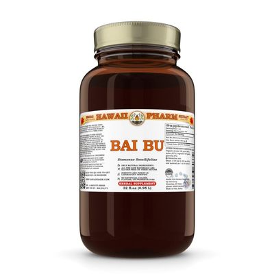Bai Bu (Stemonae Sessilifoliae) Dry Root Tincture, Made in Hawaii, All Natural, Vegan, Pure Liquid Extract - 32 fl.oz