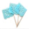Set of 24 Pcs Mini Mexican Paper Papel Picado Tissue Banner Flags Banderita s Fiesta Party Decorations Cupcake Topper Party Banderines Flower Design (Blue) view 1