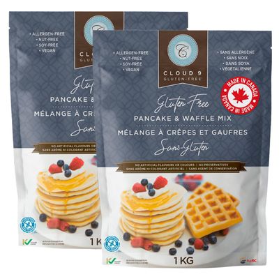 Cloud 9 Gluten Free Pancake Mix, Waffle Mix, Light & Fluffy, Easy-to-Make Pancakes and Waffles, Versatile Gluten Free Baking (2 Pack), Vegan & Kosher