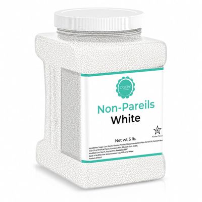 OCreme Nonpareils Sprinkles 5 Pound White Non Pareils Colorful for Cake Decorating Kosher Sprinkles for Ice Cream, Cookies, Cupcakes, Baked Goods