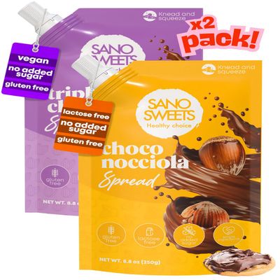2 Pack Chocolate Spreads Choco Nocciola Triple Chocolate Vegan No Added Sugar Gluten-Free With Almonds Hazelnuts And Cashews Palm Oil Free Ideal For Breakfasts Desserts Snacks Natural Ingredients