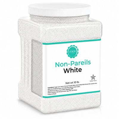 OCreme Nonpareils Sprinkles 10 Pound White Non Pareils Colorful for Cake Decorating Kosher Sprinkles for Ice Cream, Cookies, Cupcakes, Baked Goods
