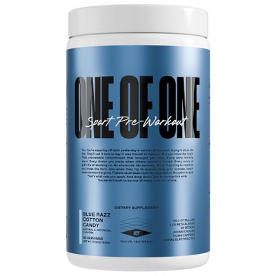ONE of ONE Sport Pre-Workout Clean Energy & Focus with NeuroRush, Gluten Free, No Crash, Boosts Endurance & Strength Blue Razz Cotton Candy, 30 Servings