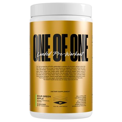 ONE of ONE Loaded Pre-Workout High-Stim Energy, Focus & Endurance with EndoFlo, Genius Pure Alpha GPC, NeuroRush, Dynamine, No Crash, Gluten Free Sour Green Apple