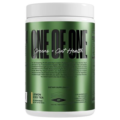 ONE OF ONE Greens & Gut Health Superfood Greens Powder with Prebiotics, Probiotics & Digestive Enzymes for Gut Health, Immunity & Energy, No Artificial Sweeteners - Lemon Iced Tea, 30 Serving