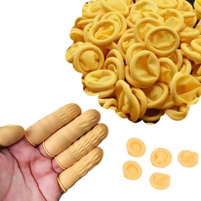 100 Pcs Finger Cots, Silicone Finger Sleeves Cover Protection for Finger Tips, Disposable Latex Finger Protector Fingertips, Handmade Anti Static Thumb Cover, Finger Gloves Caps Finger Protectors