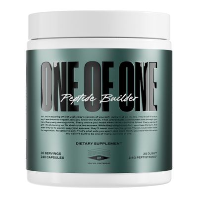 ONE OF ONE Peptide Builder Advanced Muscle-Building & Recovery Formula with PeptiStrong & DL185, Enhances Muscle Protein Synthesis, Supports Muscle Health and Recovery - Unflavored, 30 Servings