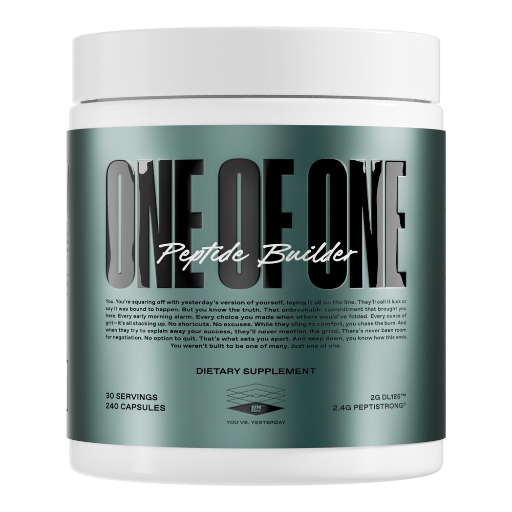 ONE OF ONE Peptide Builder Advanced Muscle-Building & Recovery Formula with PeptiStrong & DL185, Enhances Muscle Protein Synthesis, Supports Muscle Health and Recovery - Unflavored, 30 Servings