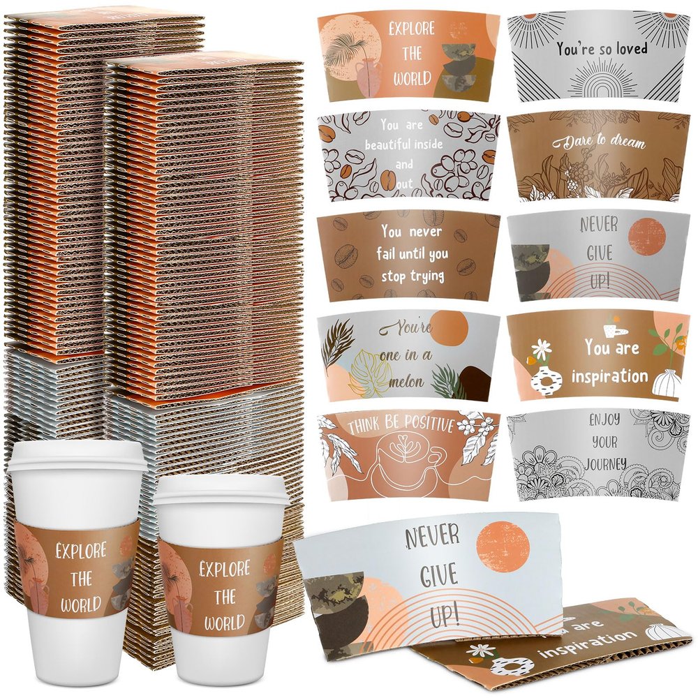 Dingion 200 Pack Coffee Cup Sleeves Disposable for Cold Drinks for 12 16oz