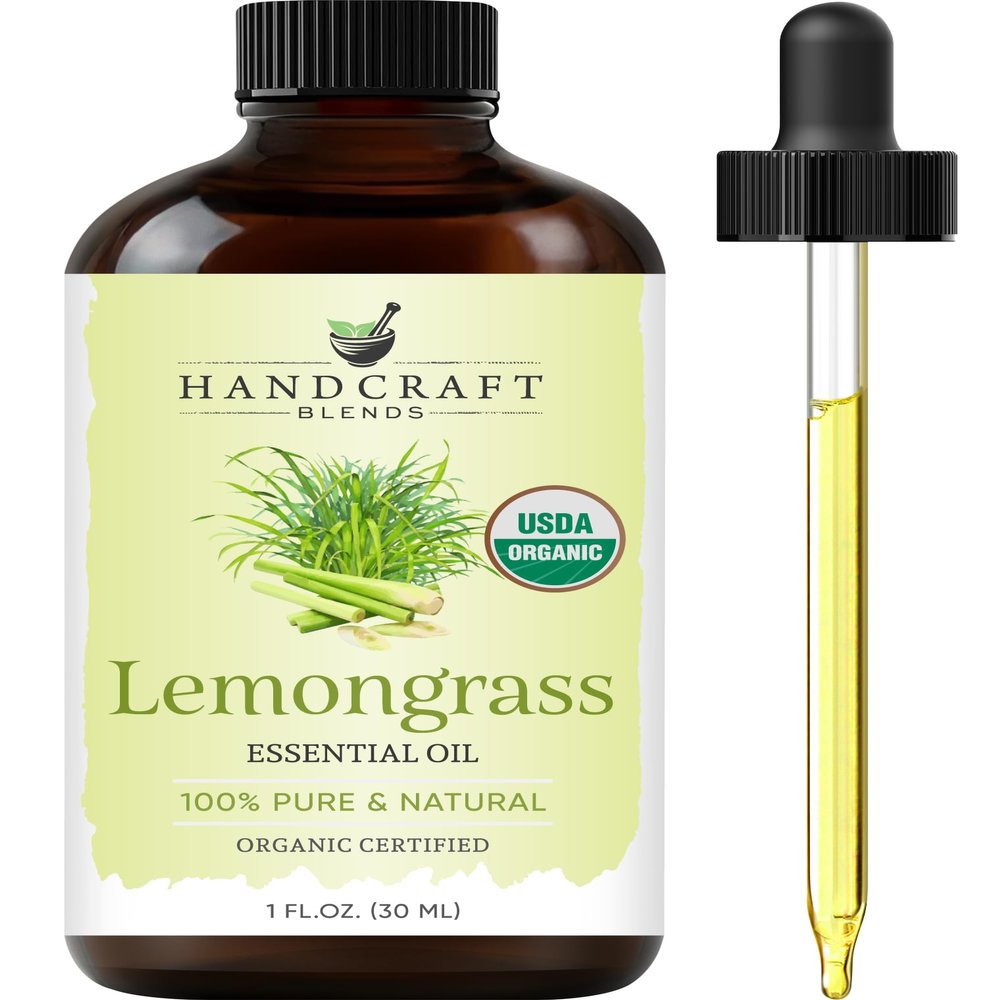 Handcraft Blends Organic Lemongrass Essential Oil 1 Fl Oz 100% Pure and Natural Premium Grade Essential Oil for Diffuser and Aromatherapy