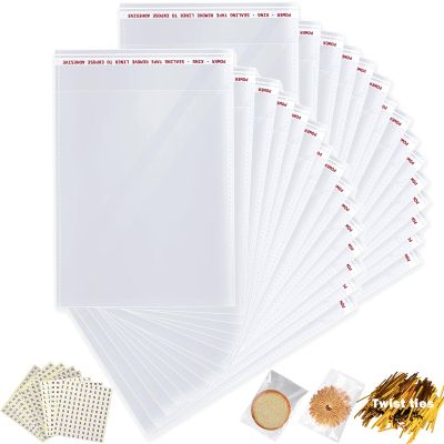 8" x 10" Resealable Cellophane Bags 1000 pcs Self Sealing Clear Bags for Packaging Self-adhesive Bulk Cello Bags for Jewelry, Cards, Photos, Envelopes, Gifts, Bakery, Candies and Cookies