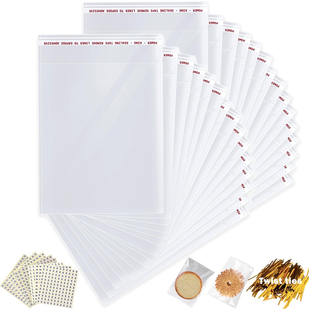 8" x 10" Resealable Cellophane Bags 1000 pcs Self Sealing Clear Bags for Packaging Self-adhesive Bulk Cello Bags for Jewelry, Cards, Photos, Envelopes, Gifts, Bakery, Candies and Cookies