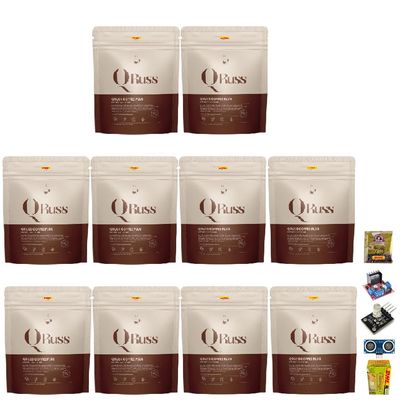 30 Sachets/Pack (450 Grams) Delicious Rich Well-Rounded Intense Much Mellow Fruit Snack Q Russ Coffee Plus Set 10 No0887899695 By Beautygoodshop [Get Free For You Beauty Gifts]