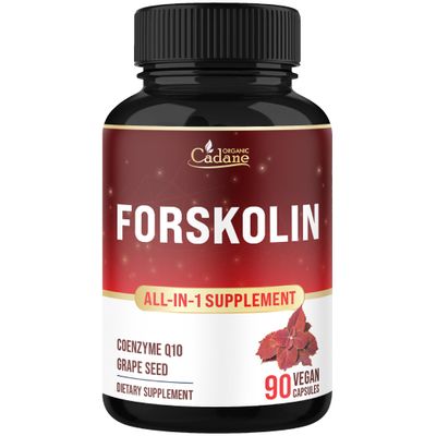 Cadane Forskolin Supplement with Coenzyme Q10 & Grape Seed Extract | Supports Body Management & Energy | Vegan, Non-GMO 90 Capsules 45-Day Supply