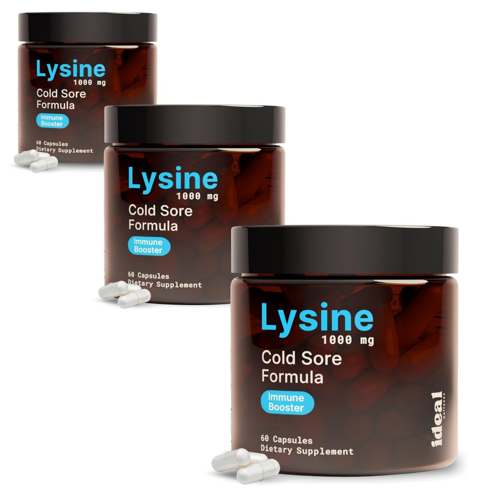 (3-Pack) Cold Sore Treatment For Lips With Immune Support | L-Lysine 1000mg Capsules, Chaga, Bee Propolis, Vitamin C, Zinc & Licorice Root Extract | Non-GMO, Vegetarian, 180 Capsules for Men and Women