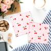 100 PCS Red Cherry Paper Napkins, 2 Ply Pink Check Cherry Decorative Paper Napkins, 13 x 13 Inch Fruit Flower Disposable Hand Towels Napkins for Baby Shower Birthday Wedding Party Decor Supplies view 4