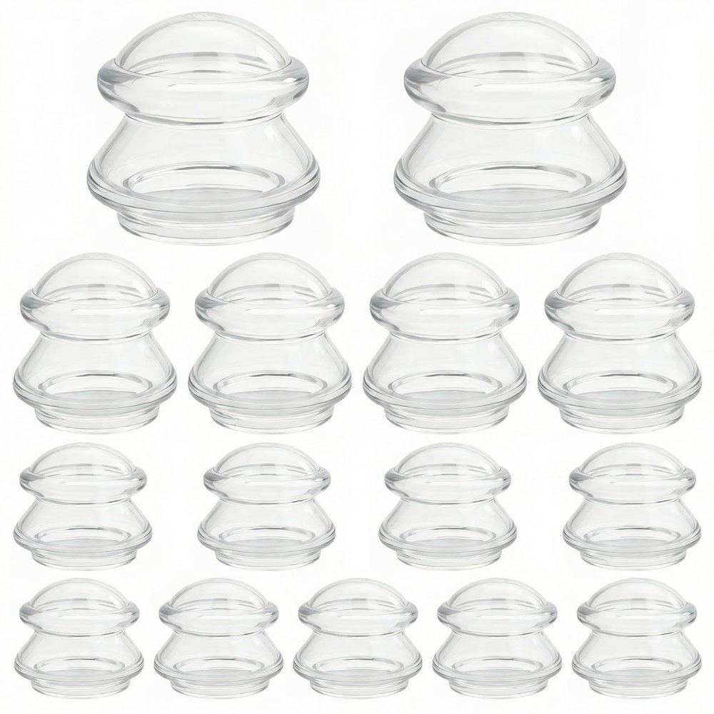 15 Pcs Cupping Therapy Set 4 Sizes Clear Silicone Cupping Massage Cups Kit,Professional Therapy Household and Studio for Cellulite Reduction/Body Myofascial/Muscle Nerve Joint Pain