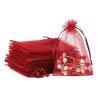 100er Pack Drawstring Organza Mesh Bags,Wedding Favor Gift Wrap Bags For Party Festival Candy Bags Sheer Drawstring Organza Bags for Jewelry Christmas Favor Gift Bags (wine red, 10x15cm) view 1