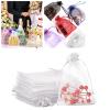 100er Pack Drawstring Organza Mesh Bags,Wedding Favor Gift Wrap Bags For Party Festival Candy Bags Sheer Drawstring Organza Bags for Jewelry Christmas Favor Gift Bags (White, 10x15cm) view 1