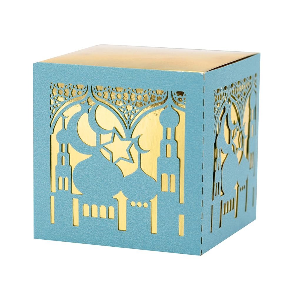 50 Pack Ramadan Treat Boxes, Islam Ramadan Party Candy Boxes, Ramadan Gift Boxes with Ribbons for Muslim Eid Party Supplies, Middle Eastern Festival Favor Boxes