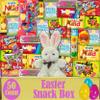 Easter Snack Box Care Package (50 Count), Filled with Assorted Candy Variety, Bunny Plush Toy, Egg Shaped Treats, Basket Stuffers for Kids, Springtime Candy Gift Basket view 1