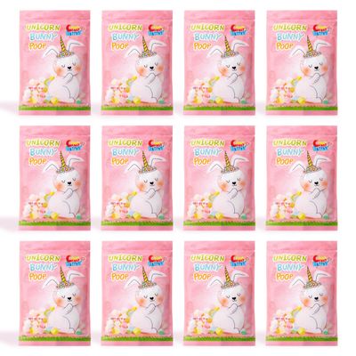 Easter Unicorn Bunny Poop Colorful Marshmallow Candy 12 Single Serve Packs in Bag, Unicorn Bunny Birthday for Friends, Gluten Free