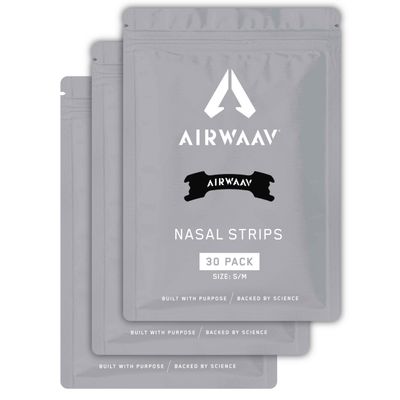 AIRWAAV Nasal Strips - Nose Strips to Boost Oxygen Intake, Reduce Snoring, Improve Sleep Quality and Recovery - Extra Strength Snoring Solution - Breathe Better in Every Moment (Sm/Md)
