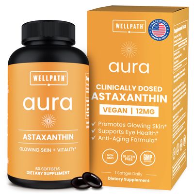 Vegan Astaxanthin Supplements 12mg - Antioxidant Skin Support, 60 Ct