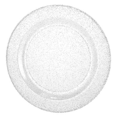 EcoQuality 10.25 Inches Silver Plastic Round Dinner Plates with Glitter Design Elegant Disposable Plates for Parties, Weddings, and Events - Durable, Stylish, Reusable Tableware (70)