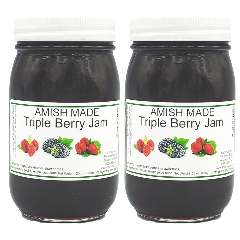 Amish Triple Berry Jam - Two 18 Oz Jars