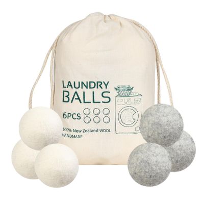 Wool Laundry Ball Pack of 6 Tumble Dryer Wool Ball Fabric Softener Alternative Reusable Wool Laundry Balls NatureS Fabric Softeners for Fluffs Clothes