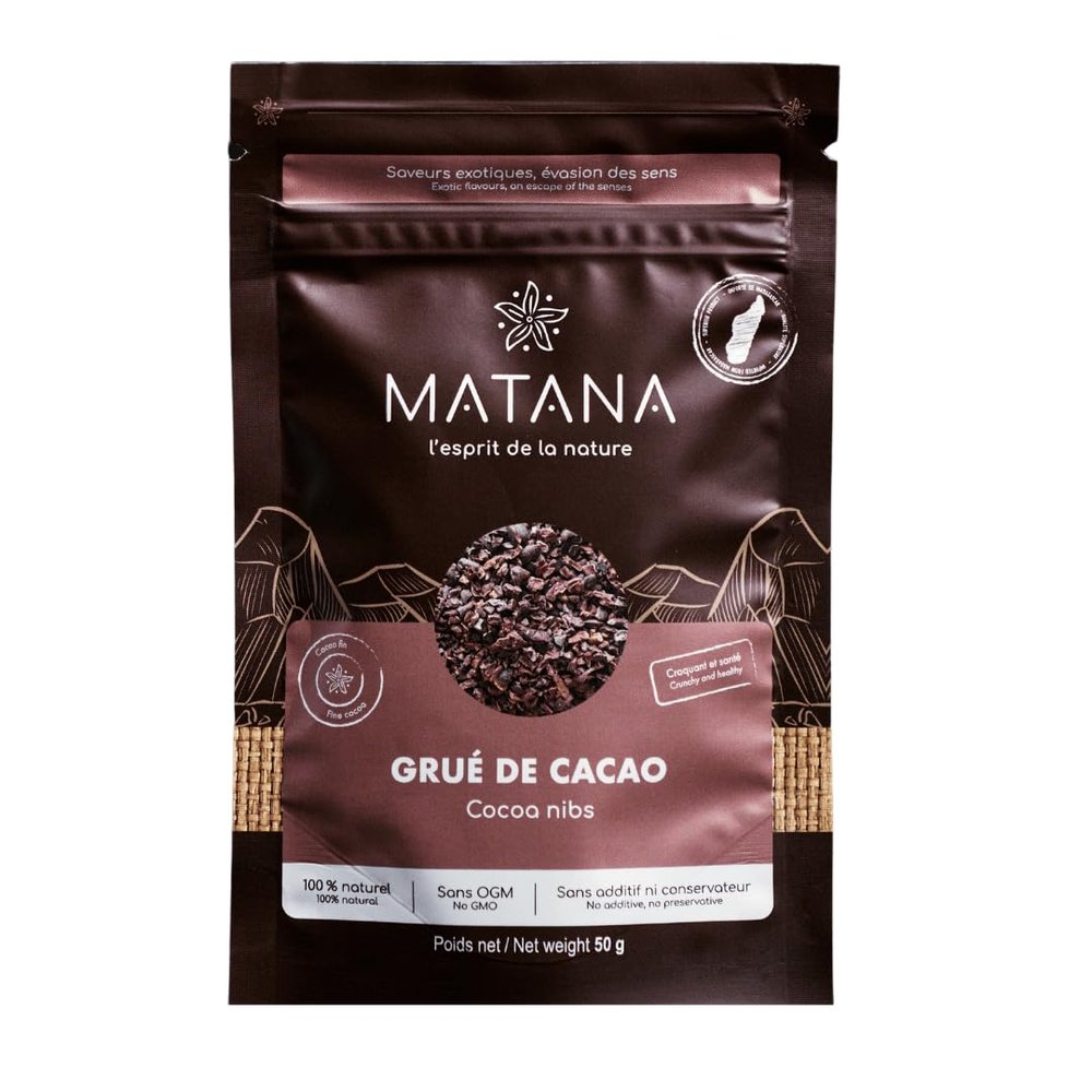 MATANA - Raw Cocoa Nibs, Natural cocoa from Madagascar| 100% Natural, Vegan, No Suggar added, No GMO, No Additives, 50g
