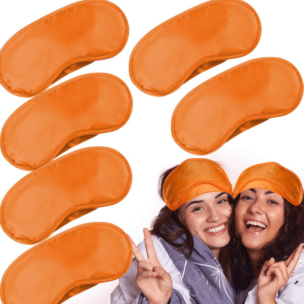 6 Pack Blindfold Eye Mask Cover Sleep Mask for Party Games Travel Sleep Team Build Party Supply with Adjustable Strap for Women Men Kids, Orange