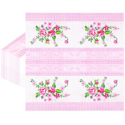 100 PCS Floral Paper Napkins, Spring Pink White Flowers Disposable Decorative Napkins, 13 x 13 Inch Elegance Floral Napkin for Bridal Baby Shower, Tea Party, Wedding Birthday Holiday Party Supplies
