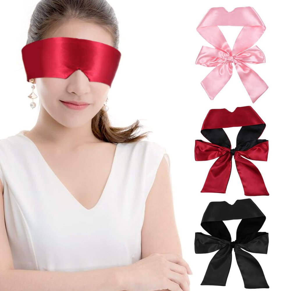 3 PCS Satin Eye Mask for Sleeping, Adjustable Blindfold for Women 150cm/59in Blockout Light Sleep Masks for Women Men Yoga, Nap, Meditation