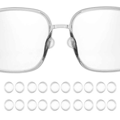 HARFINGTON 10 Pairs Eyeglass Nose Pads 4.7mm Thickness Silicone Adhesive Anti-Slip Glasses Nose Grips Round Shape Glasses Nose Pads for Plastic Frames Glasses Sunglasses, Clear